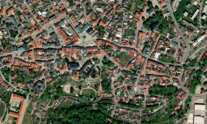 Vlašský dvůr – letecký pohled