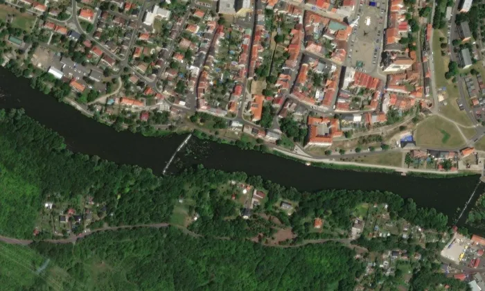 Vodní brána (Kadaň) – letecký pohled