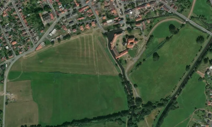 vodní hrad Švihov – letecký pohled