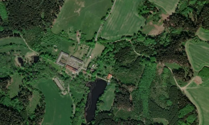 Vodní pila – letecký pohled