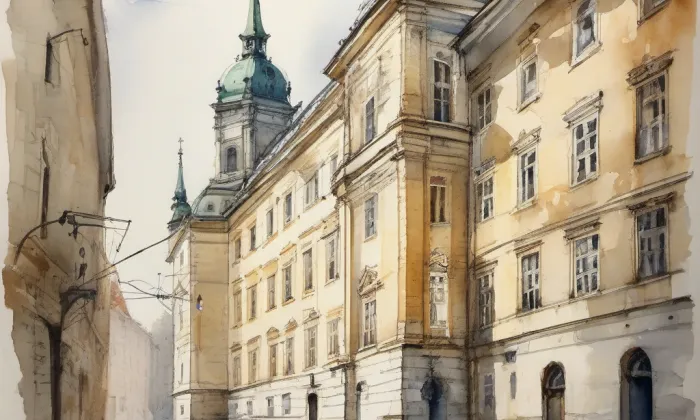 Vojenská akademie v Brně – akvarel