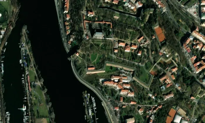 Vyšehradské sady – letecký pohled