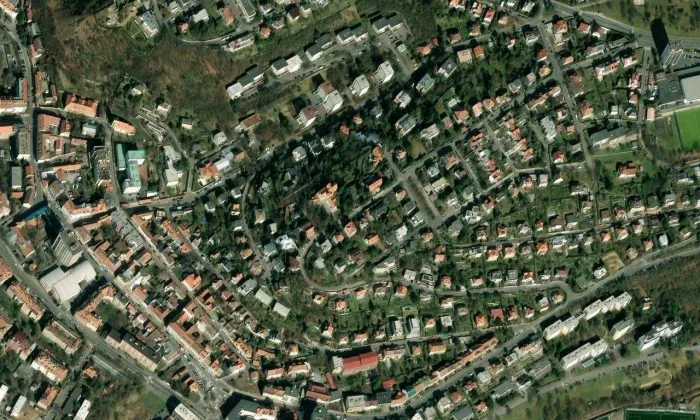 Zámeček Na Křížku – letecký pohled