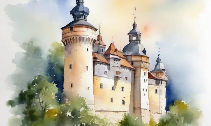 zámek Údrč – akvarel