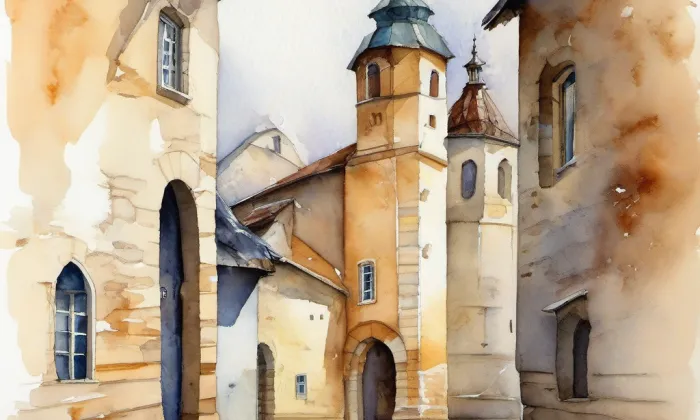 zámek Šlapanice – akvarel