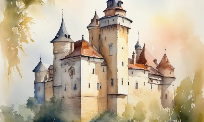 zámek Adamov – akvarel