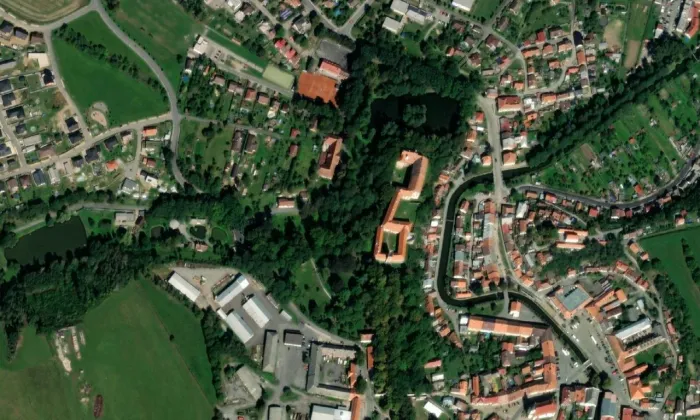 zámek Brtnice – letecký pohled
