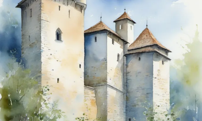zámek Budišov – akvarel