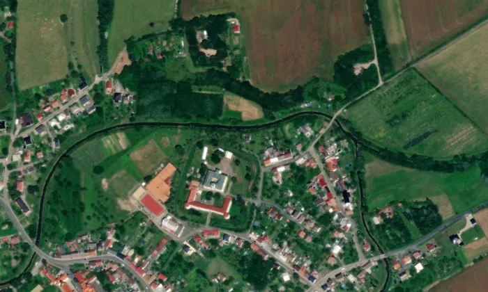 zámek Dřevohostice – letecký pohled