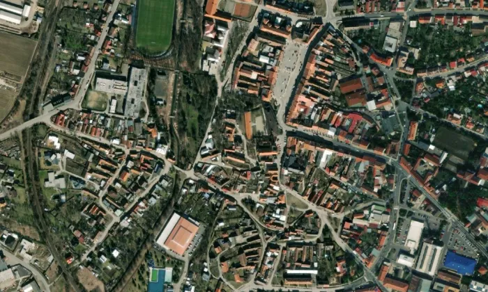 zámek Moravské Budějovice – letecký pohled