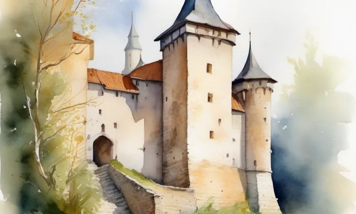 zámek Návarov – akvarel