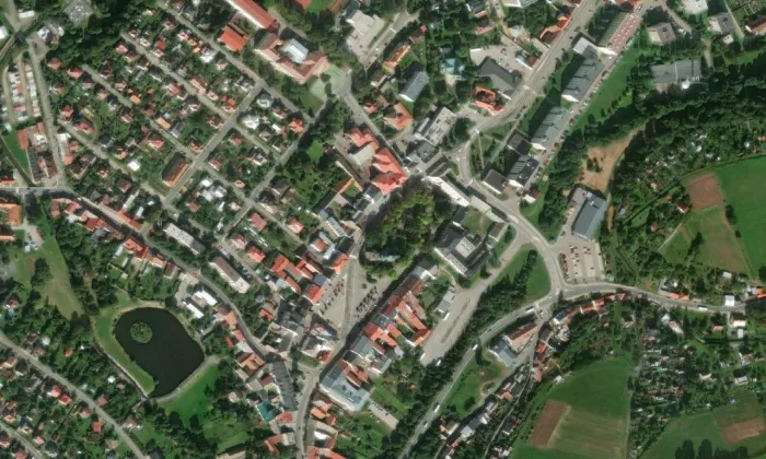 zámek Nové Město na Moravě – letecký pohled