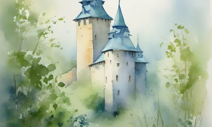 zámek Petrkov – akvarel