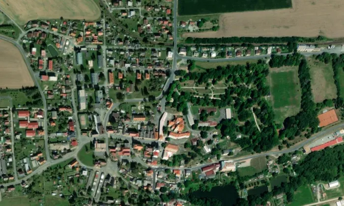 zámek Poběžovice – letecký pohled