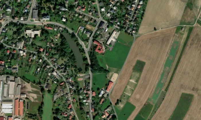 Zámek Polanka nad Odrou – letecký pohled