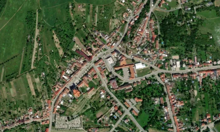 Zámek Pozořice – letecký pohled
