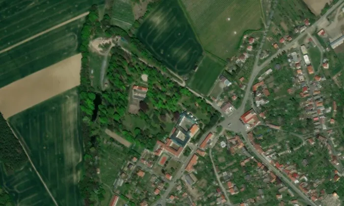 Zámek Střílky – letecký pohled