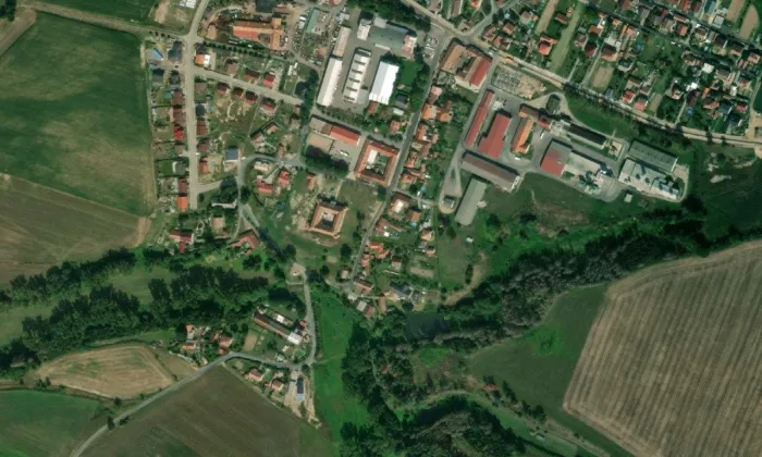 zámek Stránecká Zhoř – letecký pohled