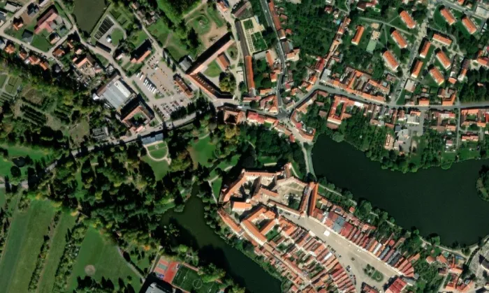 zámek Telč – letecký pohled