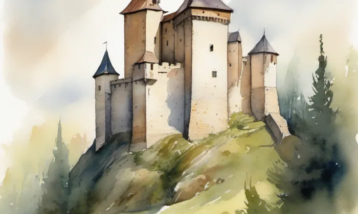 zámek Věž – akvarel