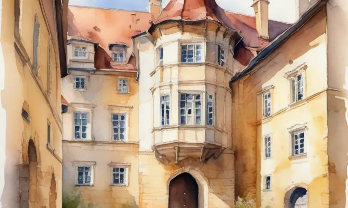 zámek Velemyšleves – akvarel