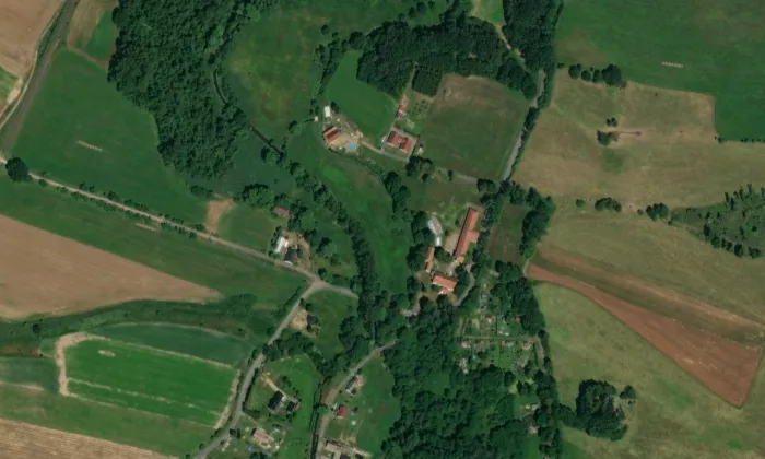 zámek Velký Valtinov – letecký pohled