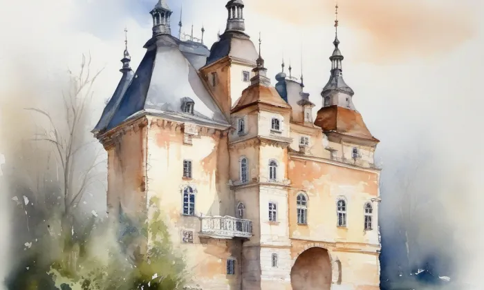 zámek Zlonice – akvarel