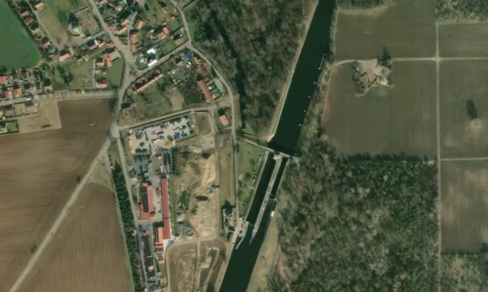 zdymadlo Hořín – letecký pohled