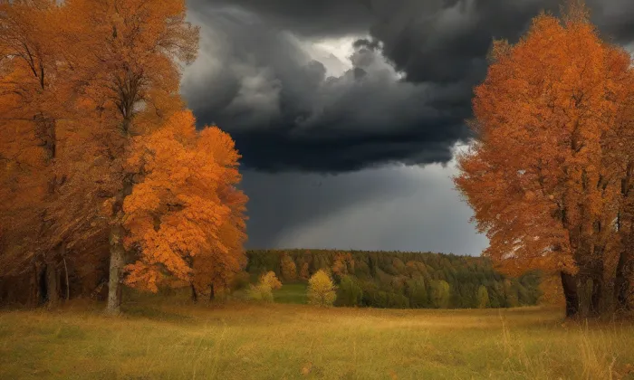 zlatý důl Bartův les se sejpy a mostem přes Zlatý potok – autumn