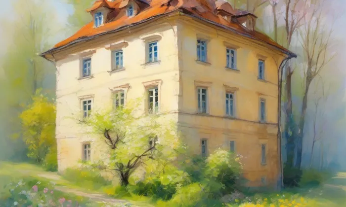 zlatý důl Bartův les se sejpy a mostem přes Zlatý potok – spring