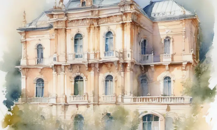 Desfourský palác – akvarel