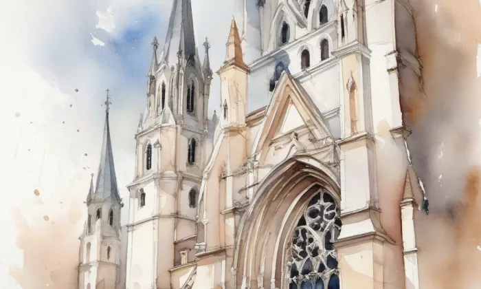Kostel Neposkvrněného početí Panny Marie (Olomouc) – akvarel