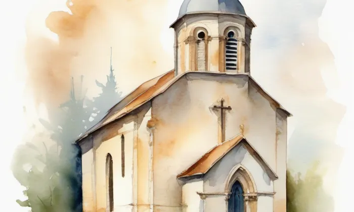 Kostel svaté Máří Magdaleny (Přední Kopanina) – akvarel