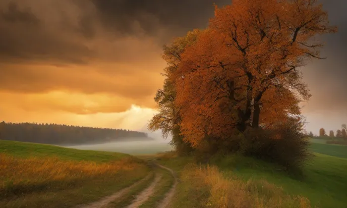 Kostel svatých Jana a Pavla (Dobrš) – autumn