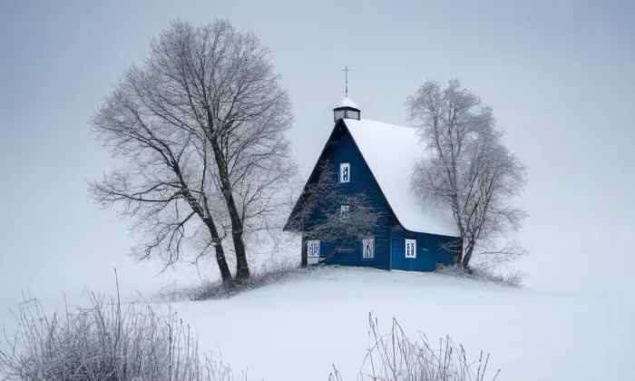 Kostel svatých Jana a Pavla (Dobrš) – winter