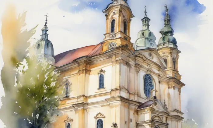 Kostel svatého Bartoloměje (Přebuz) – akvarel