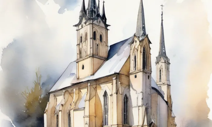 kostel svatého Michaela (Licibořice) – akvarel