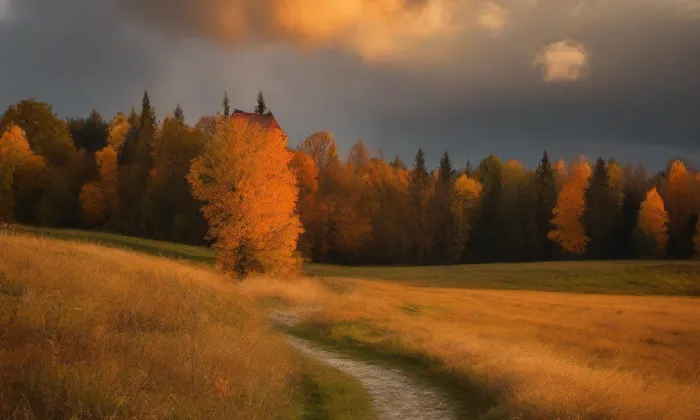 Kostel svatého Mikuláše (Nový Knín) – autumn