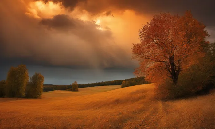Kostel svatého Vavřince (Podlesice) – autumn