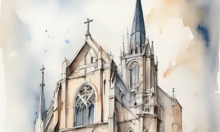 Kostel Všech svatých (Lázně Bělohrad) – akvarel