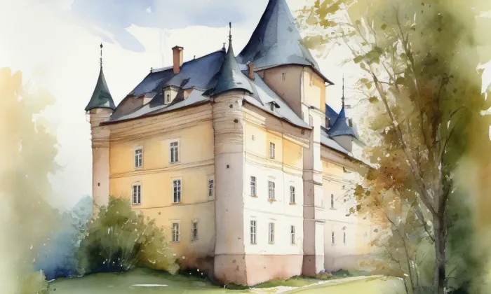 Nový hrad (Olomučany) – akvarel