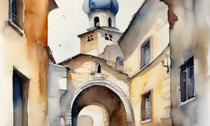 zámek Poběžovice – akvarel