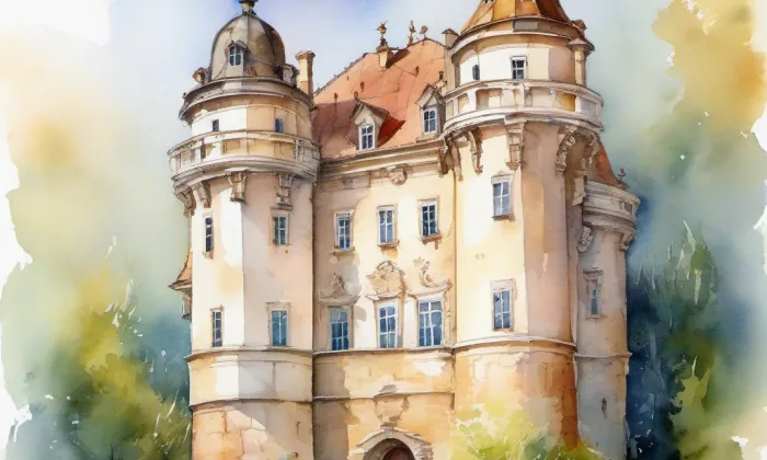 zámek Skalka – akvarel